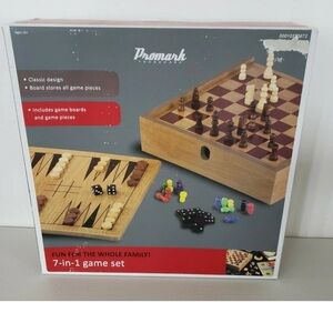 Promark 7 in 1 Game Set w/ Game Board Lid, Storage Box  & Instruction Manual